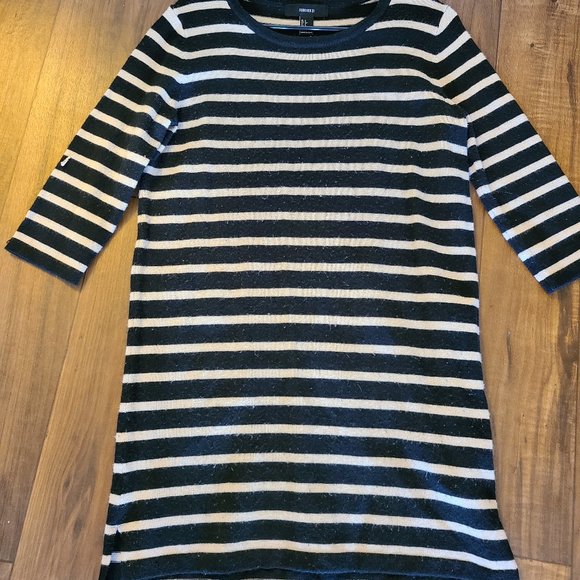 Sweater dress stripped knit t shirt dress … - Picture 2 of 6